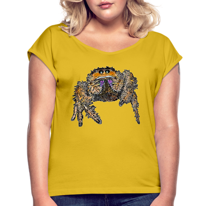 Frauen T-Shirt mit gerollten Ärmeln Phidippus regius Everglades female - Senfgelb