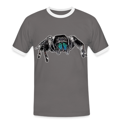 Männer Kontrast-T-Shirt Phidippus regius Everglades male - Dunkelgrau/Weiß