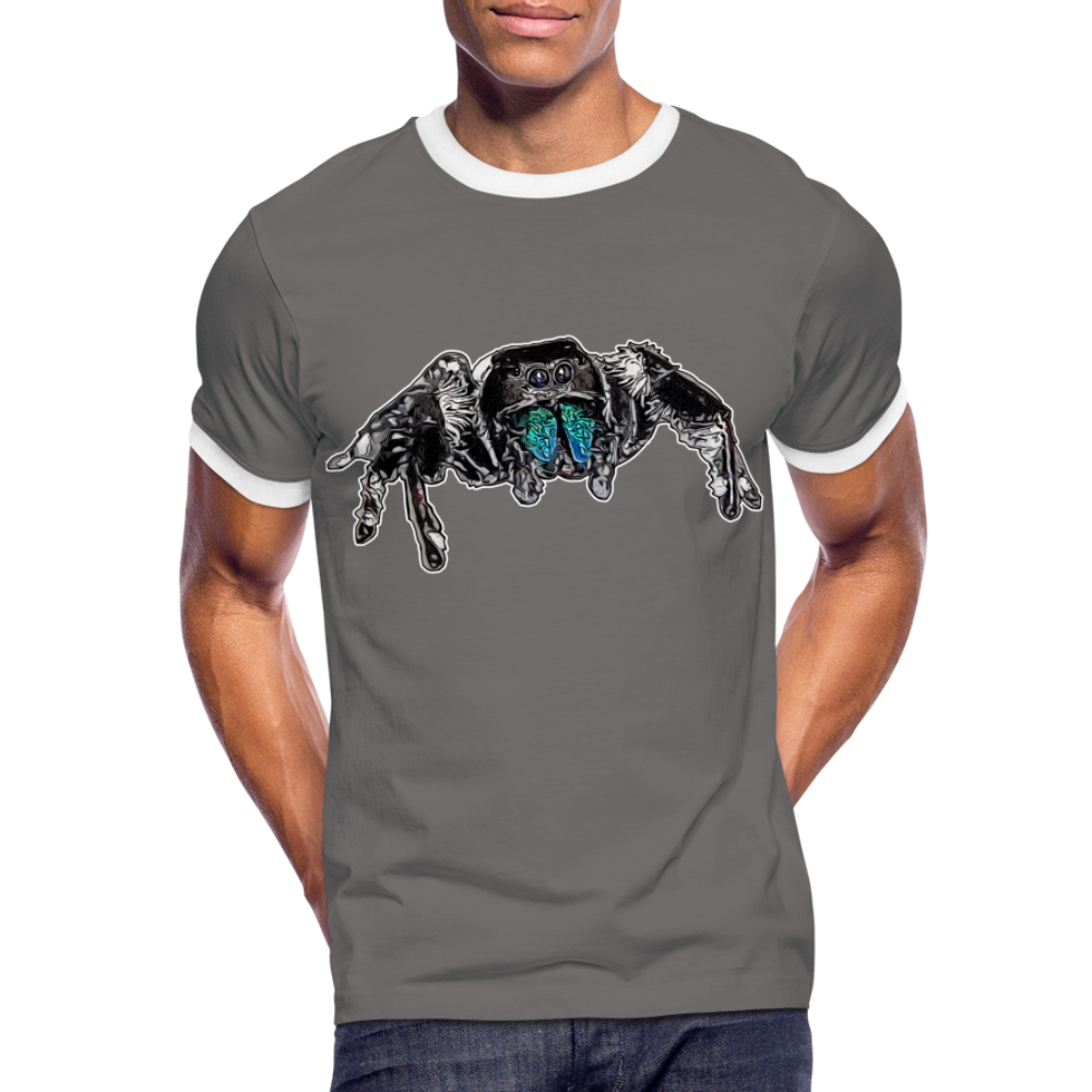 Männer Kontrast-T-Shirt Phidippus regius Everglades male - Dunkelgrau/Weiß