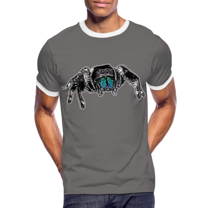 Männer Kontrast-T-Shirt Phidippus regius Everglades male - Dunkelgrau/Weiß