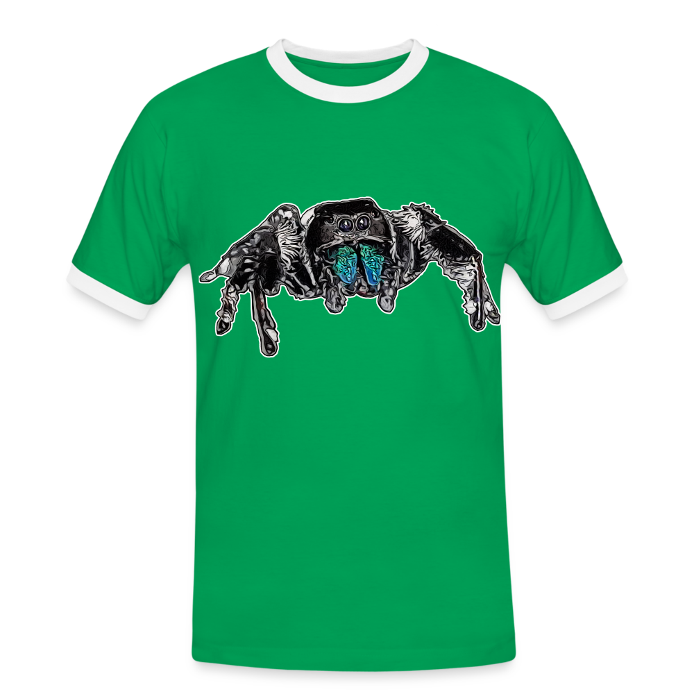 Männer Kontrast-T-Shirt Phidippus regius Everglades male - Kelly Green/Weiß