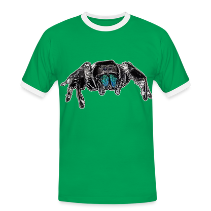 Männer Kontrast-T-Shirt Phidippus regius Everglades male - Kelly Green/Weiß