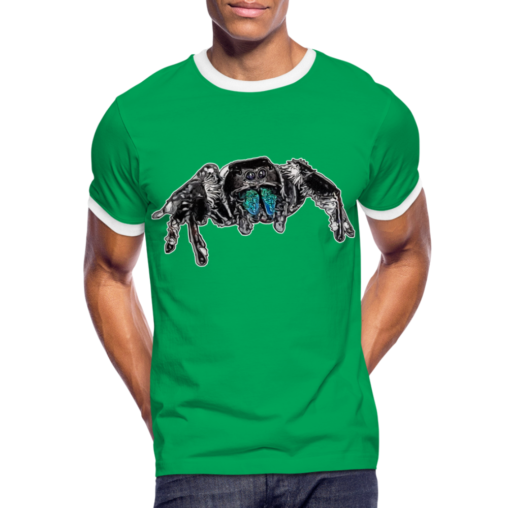 Männer Kontrast-T-Shirt Phidippus regius Everglades male - Kelly Green/Weiß