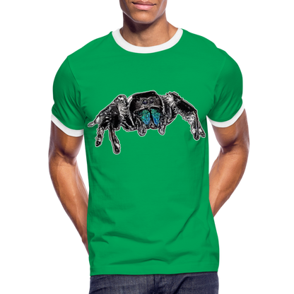 Männer Kontrast-T-Shirt Phidippus regius Everglades male - Kelly Green/Weiß