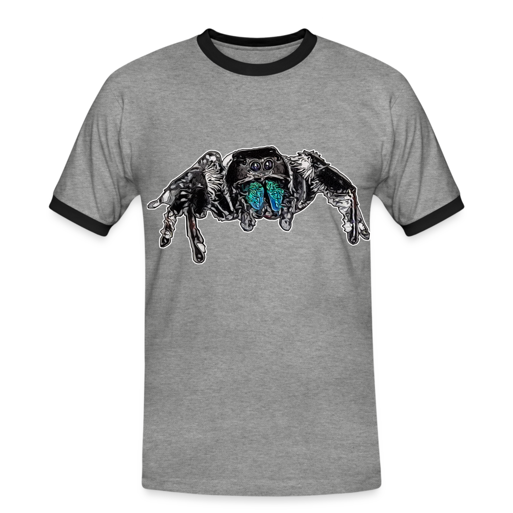 Männer Kontrast-T-Shirt Phidippus regius Everglades male - Grau meliert/Schwarz