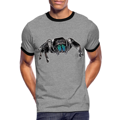 Männer Kontrast-T-Shirt Phidippus regius Everglades male - Grau meliert/Schwarz