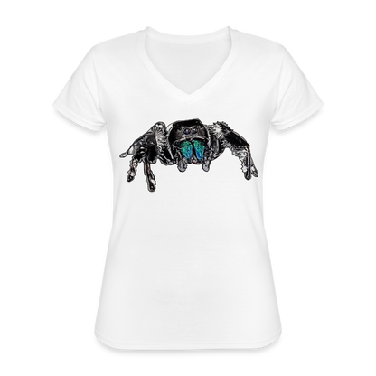 Frauen-T-Shirt mit V-Ausschnitt Phidippus regius Everglades male - weiß