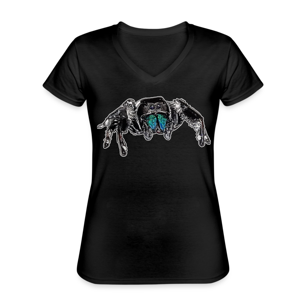 Frauen-T-Shirt mit V-Ausschnitt Phidippus regius Everglades male - Schwarz