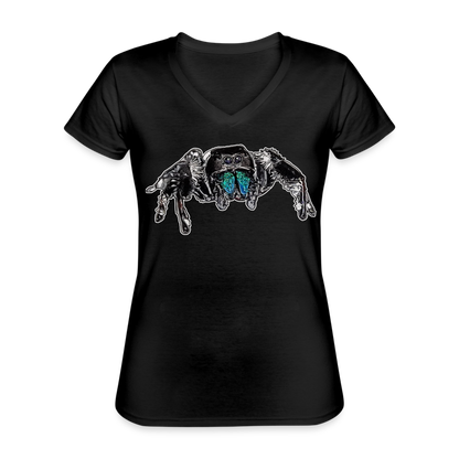 Frauen-T-Shirt mit V-Ausschnitt Phidippus regius Everglades male - Schwarz