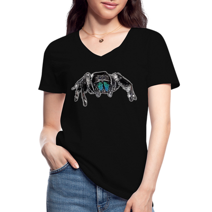Frauen-T-Shirt mit V-Ausschnitt Phidippus regius Everglades male - Schwarz