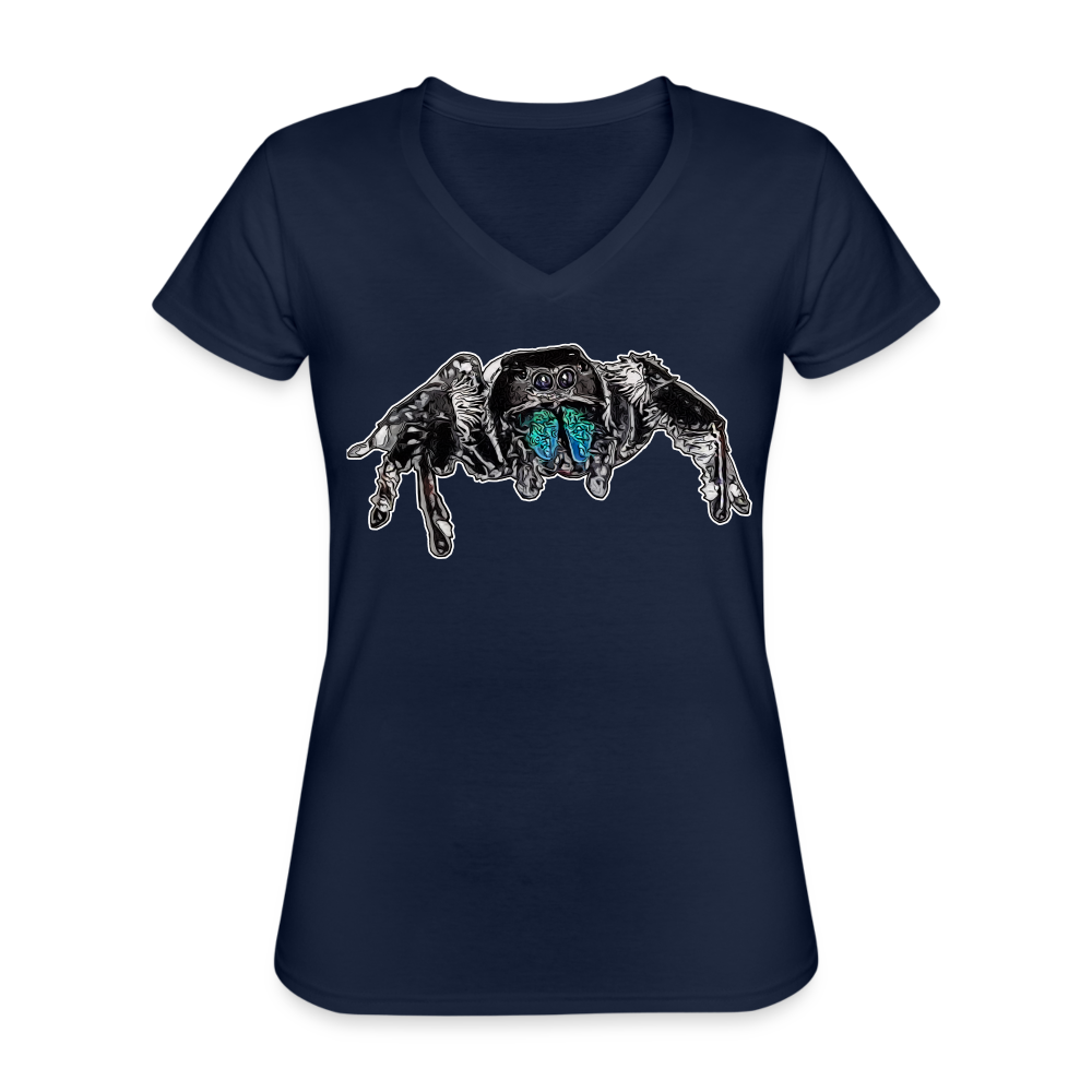 Frauen-T-Shirt mit V-Ausschnitt Phidippus regius Everglades male - Navy