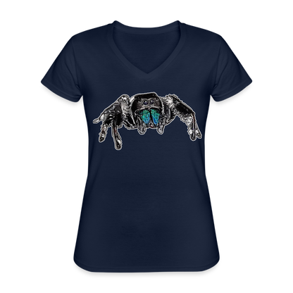 Frauen-T-Shirt mit V-Ausschnitt Phidippus regius Everglades male - Navy