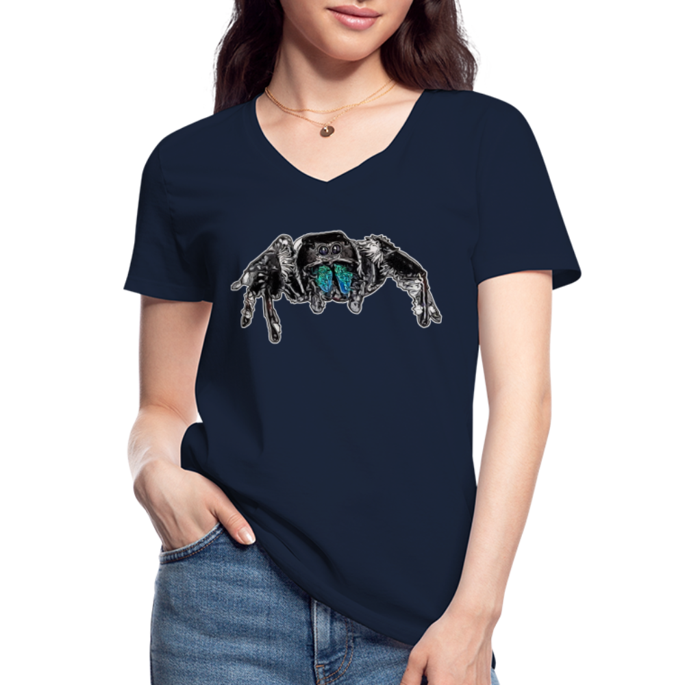 Frauen-T-Shirt mit V-Ausschnitt Phidippus regius Everglades male - Navy