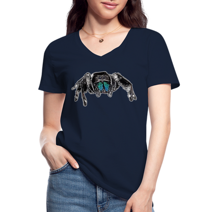 Frauen-T-Shirt mit V-Ausschnitt Phidippus regius Everglades male - Navy