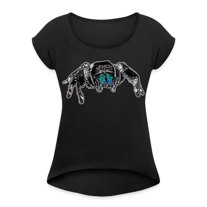 Frauen T-Shirt mit gerollten Ärmeln Phidippus regius Everglades male - Schwarz