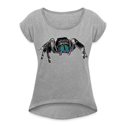 Frauen T-Shirt mit gerollten Ärmeln Phidippus regius Everglades male - Grau meliert