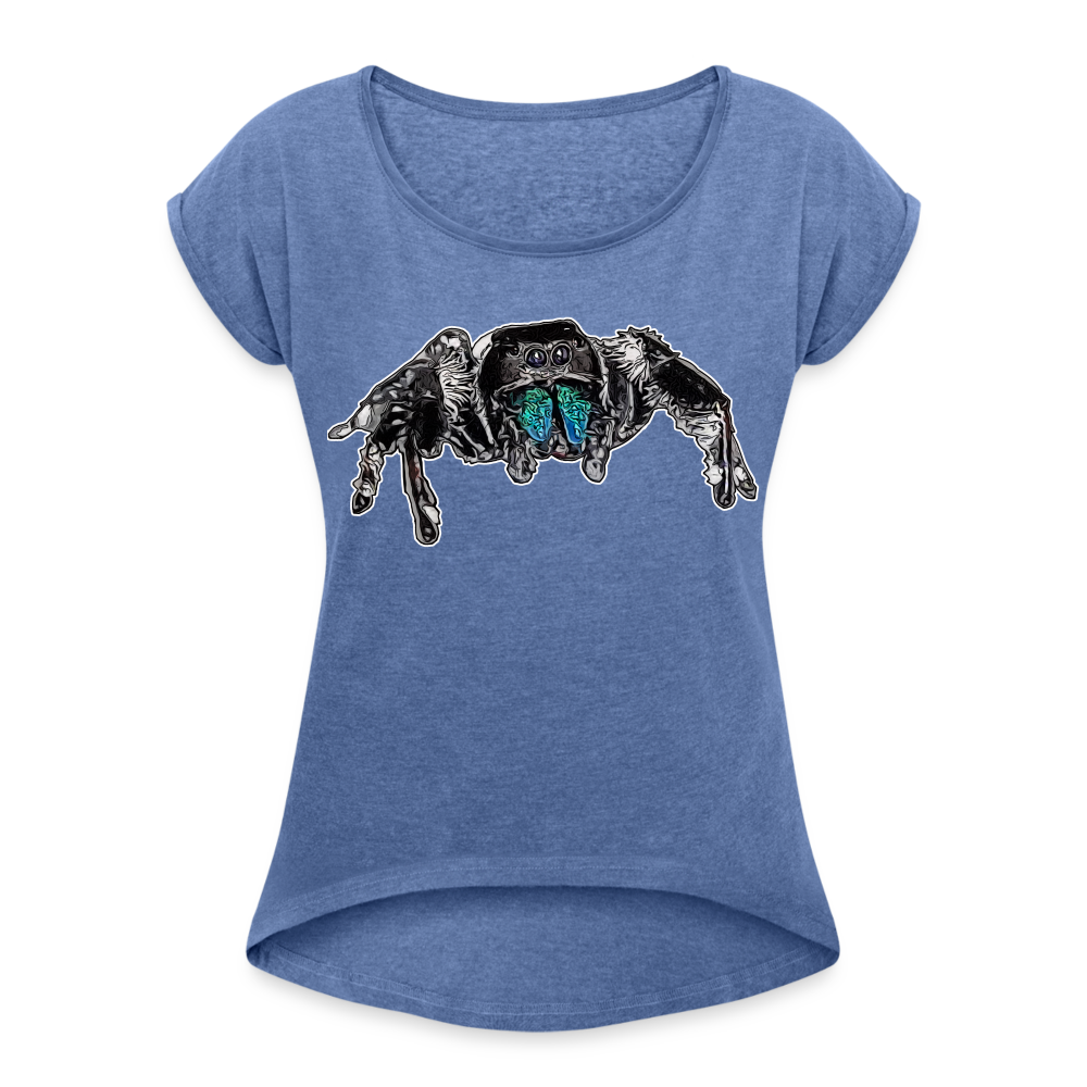 Frauen T-Shirt mit gerollten Ärmeln Phidippus regius Everglades male - Denim meliert