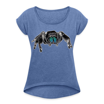 Frauen T-Shirt mit gerollten Ärmeln Phidippus regius Everglades male - Denim meliert
