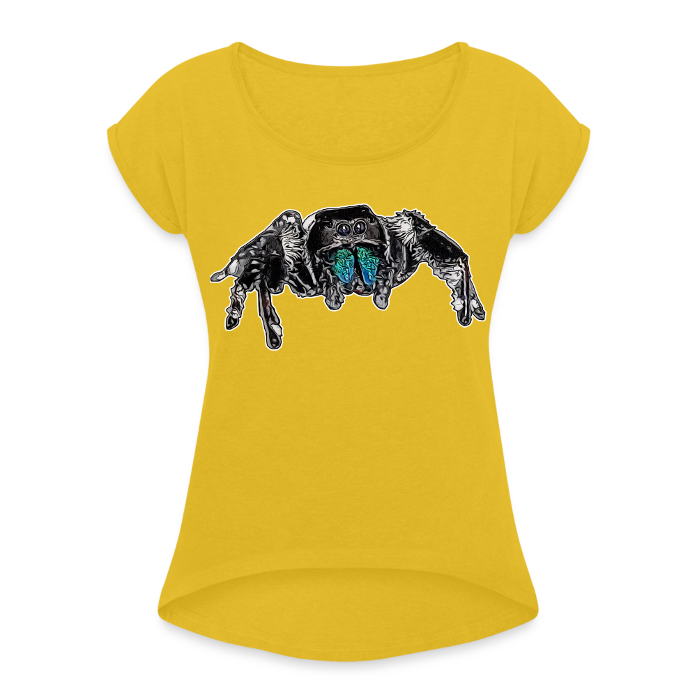 Frauen T-Shirt mit gerollten Ärmeln Phidippus regius Everglades male - Senfgelb