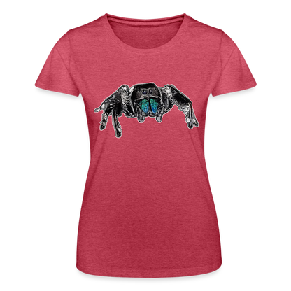 Frauen Fruit of the Loom T-Shirt Phidippus regius Everglades male - Rot meliert