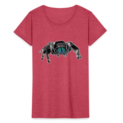 Frauen Fruit of the Loom T-Shirt Phidippus regius Everglades male - Rot meliert