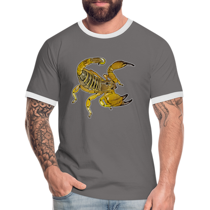 Männer Kontrast-T-Shirt Scorpio maurus palmatus - Dunkelgrau/Weiß