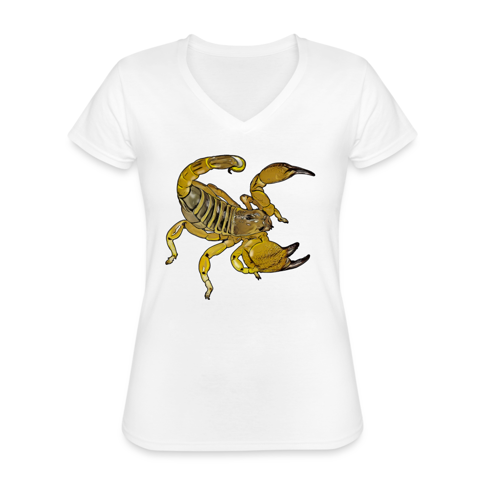 Frauen-T-Shirt mit V-Ausschnitt Scorpio maurus palmatus - weiß