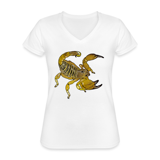 Frauen-T-Shirt mit V-Ausschnitt Scorpio maurus palmatus - weiß