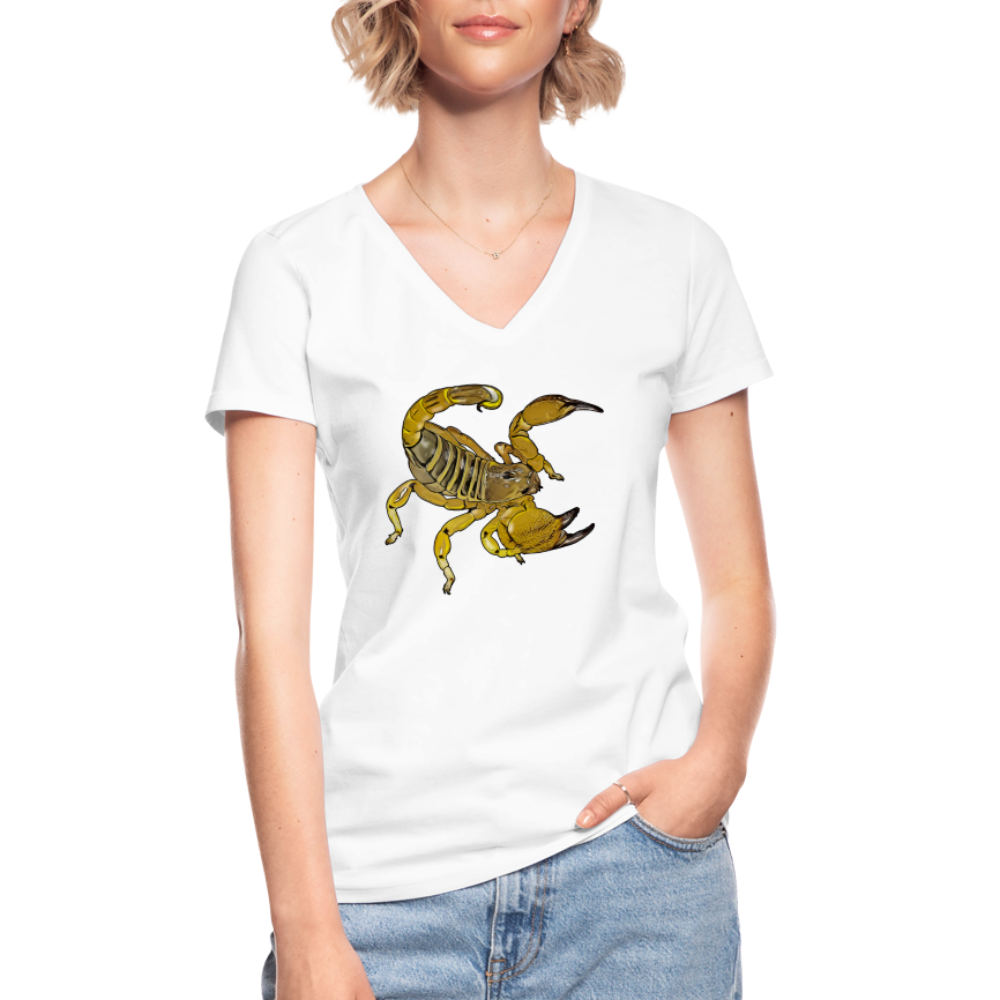 Frauen-T-Shirt mit V-Ausschnitt Scorpio maurus palmatus - weiß