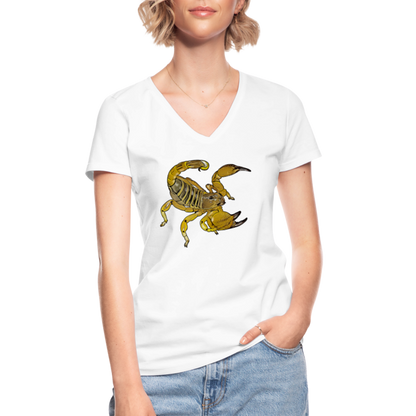 Frauen-T-Shirt mit V-Ausschnitt Scorpio maurus palmatus - weiß