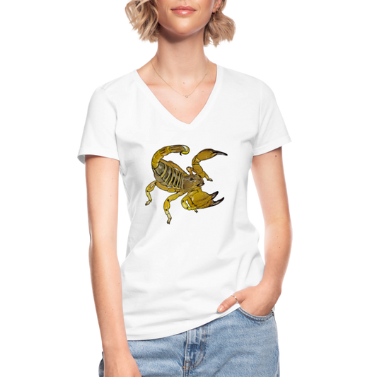 Frauen-T-Shirt mit V-Ausschnitt Scorpio maurus palmatus - weiß