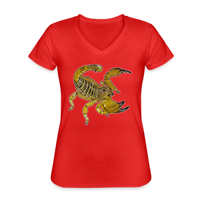 Frauen-T-Shirt mit V-Ausschnitt Scorpio maurus palmatus - Rot