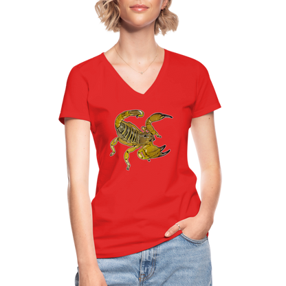 Frauen-T-Shirt mit V-Ausschnitt Scorpio maurus palmatus - Rot