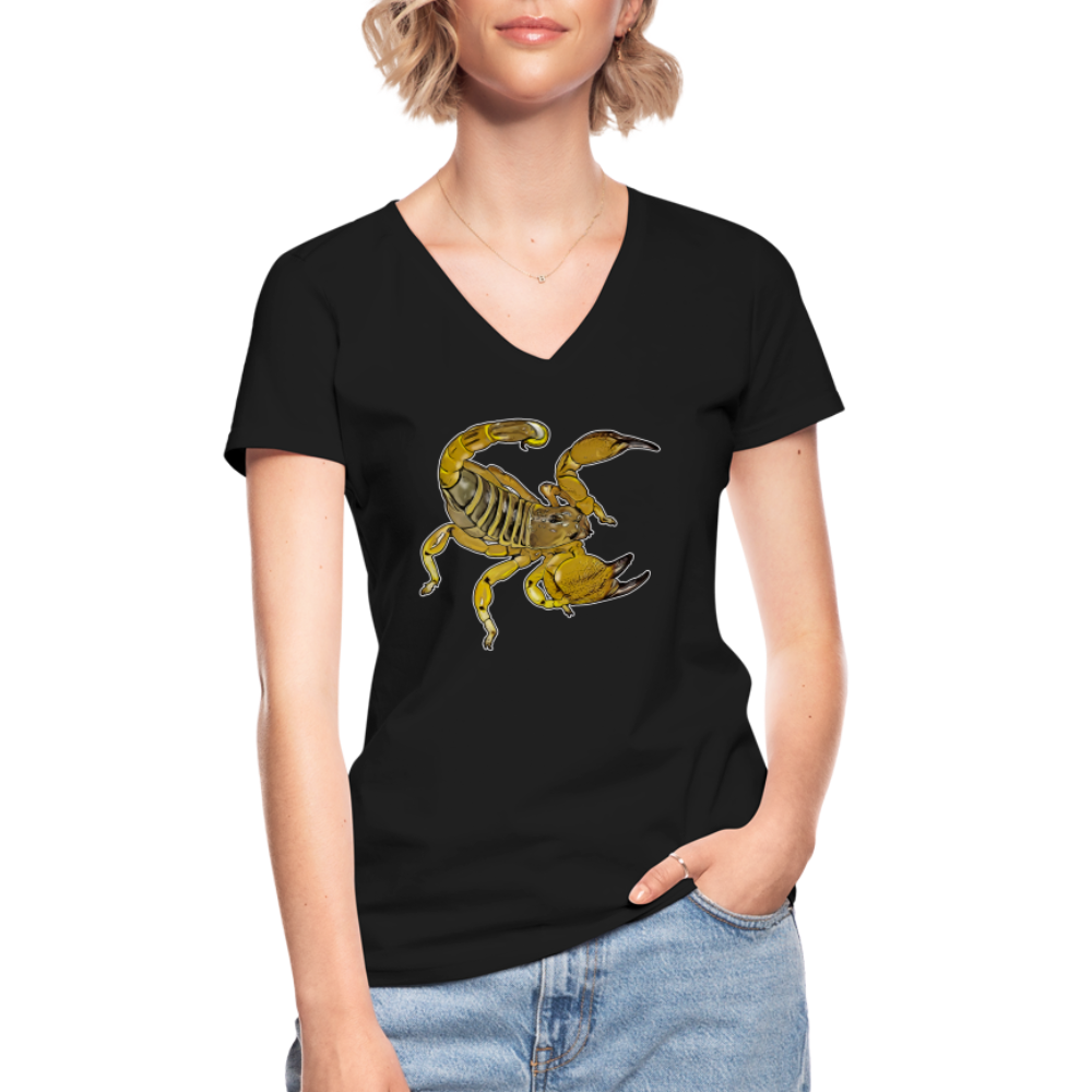 Frauen-T-Shirt mit V-Ausschnitt Scorpio maurus palmatus - Schwarz