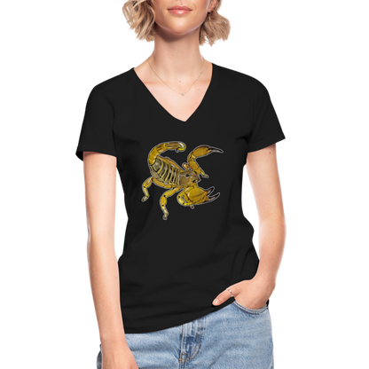 Frauen-T-Shirt mit V-Ausschnitt Scorpio maurus palmatus - Schwarz