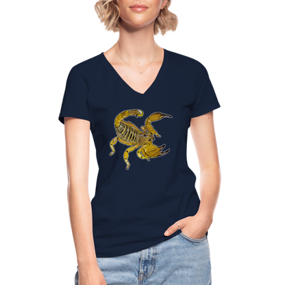Frauen-T-Shirt mit V-Ausschnitt Scorpio maurus palmatus - Navy
