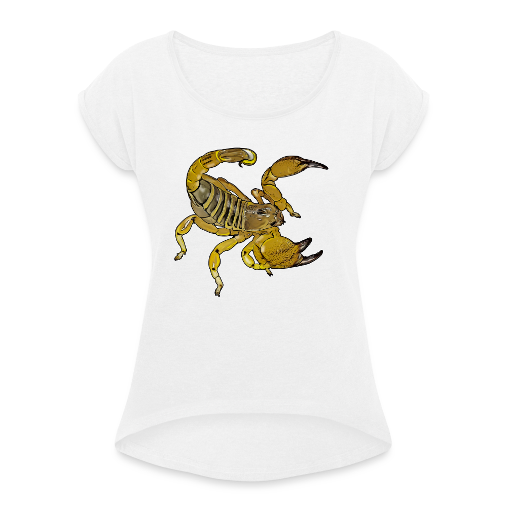 Frauen T-Shirt mit gerollten Ärmeln Scorpio maurus palmatus - weiß