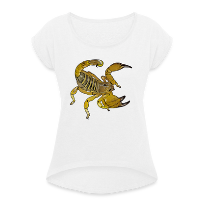 Frauen T-Shirt mit gerollten Ärmeln Scorpio maurus palmatus - weiß