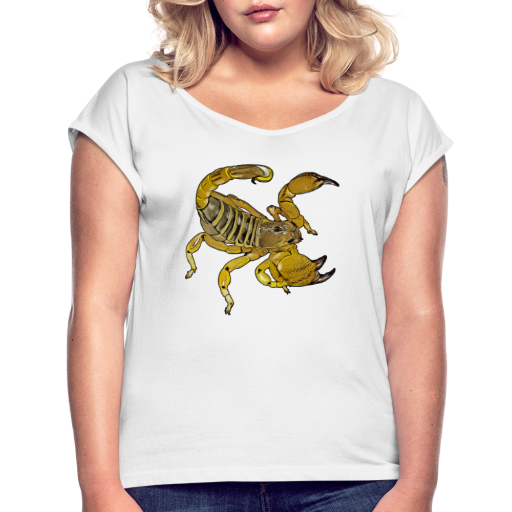 Frauen T-Shirt mit gerollten Ärmeln Scorpio maurus palmatus - weiß