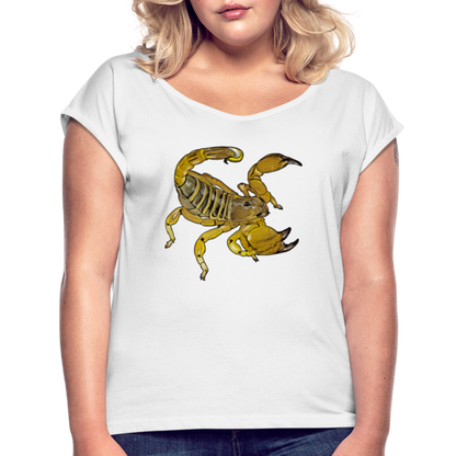 Frauen T-Shirt mit gerollten Ärmeln Scorpio maurus palmatus - weiß
