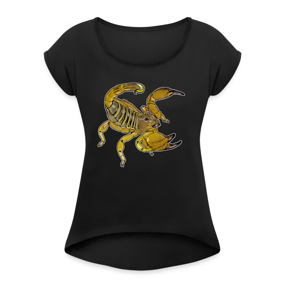 Frauen T-Shirt mit gerollten Ärmeln Scorpio maurus palmatus - Schwarz