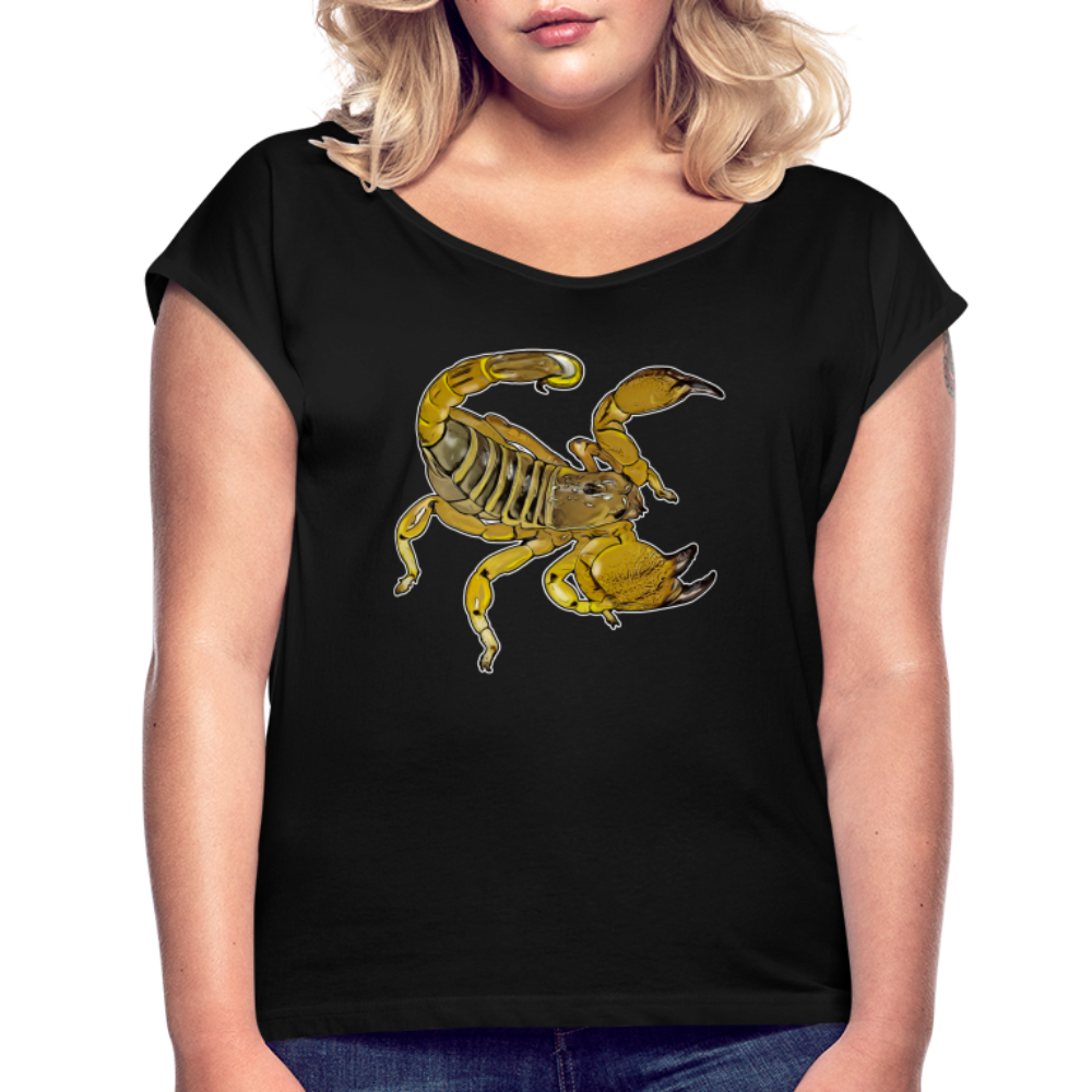 Frauen T-Shirt mit gerollten Ärmeln Scorpio maurus palmatus - Schwarz