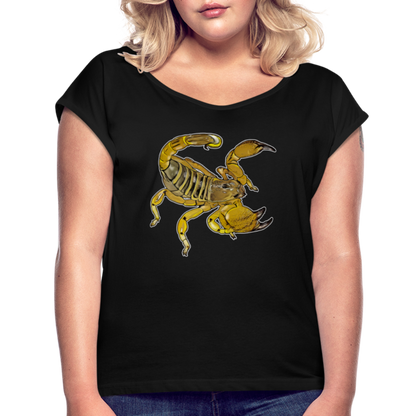 Frauen T-Shirt mit gerollten Ärmeln Scorpio maurus palmatus - Schwarz