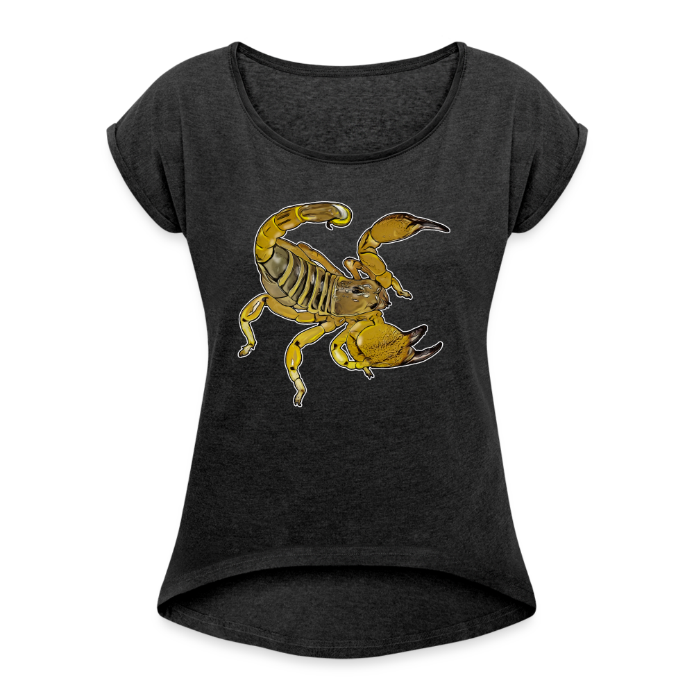 Frauen T-Shirt mit gerollten Ärmeln Scorpio maurus palmatus - Schwarz meliert