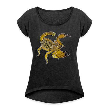 Frauen T-Shirt mit gerollten Ärmeln Scorpio maurus palmatus - Schwarz meliert
