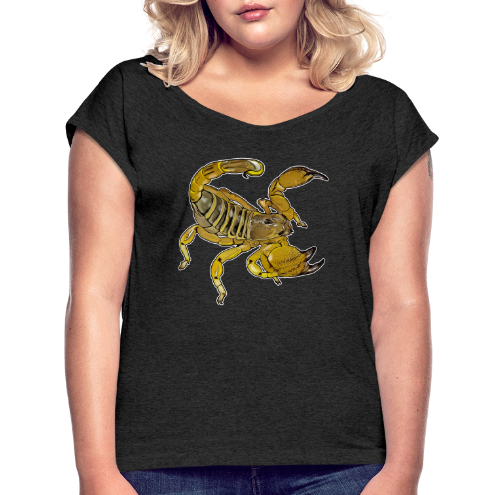 Frauen T-Shirt mit gerollten Ärmeln Scorpio maurus palmatus - Schwarz meliert