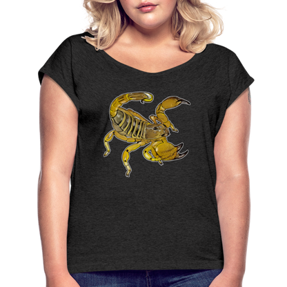 Frauen T-Shirt mit gerollten Ärmeln Scorpio maurus palmatus - Schwarz meliert