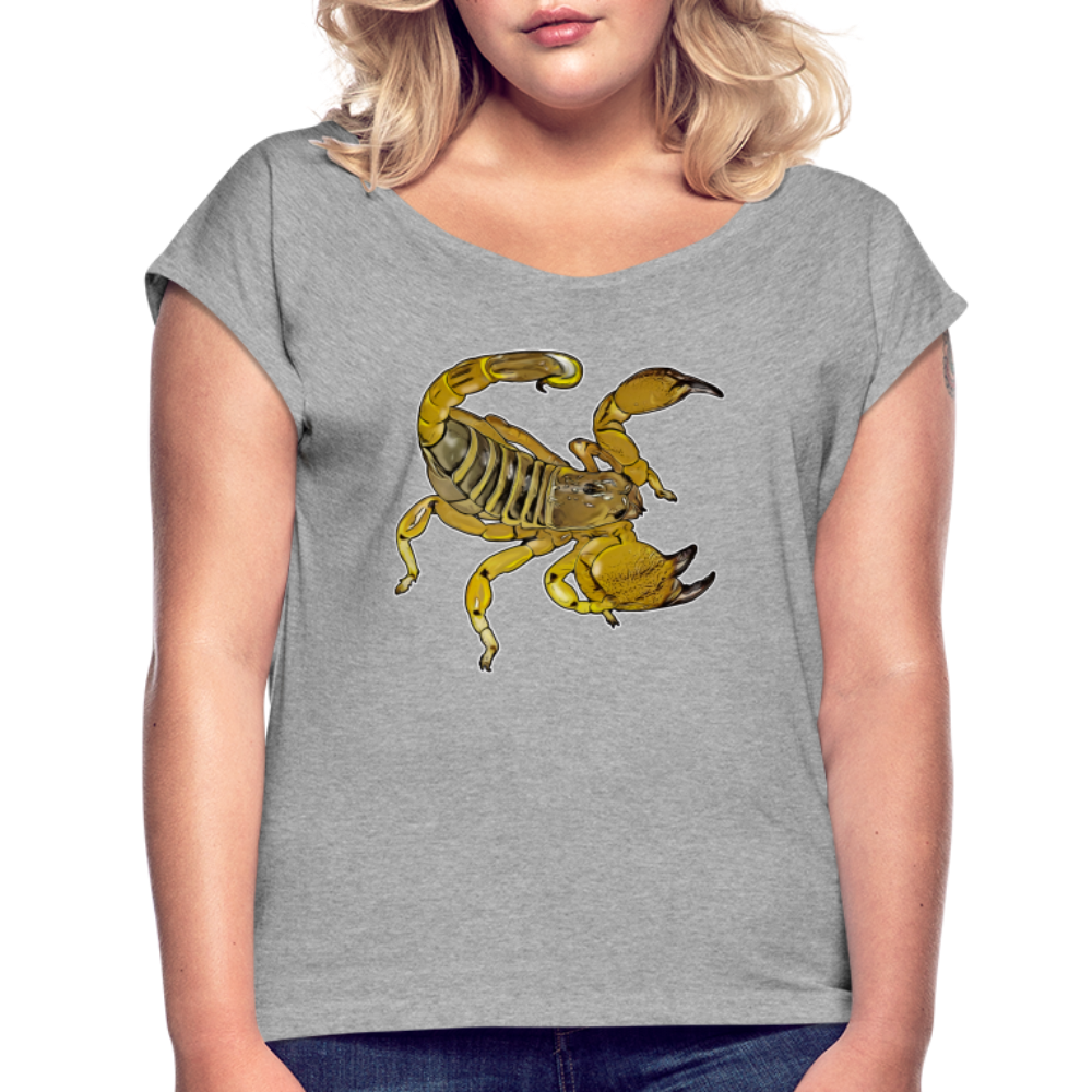 Frauen T-Shirt mit gerollten Ärmeln Scorpio maurus palmatus - Grau meliert