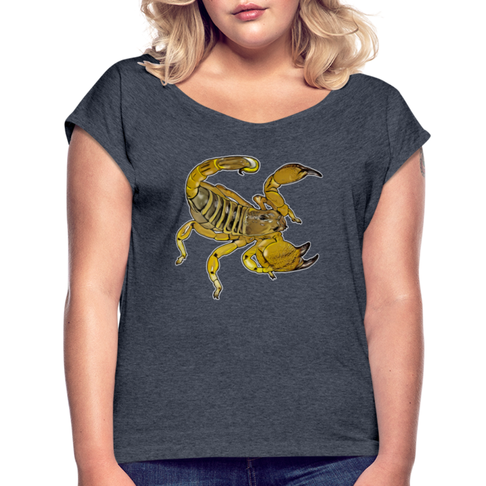 Frauen T-Shirt mit gerollten Ärmeln Scorpio maurus palmatus - Navy meliert