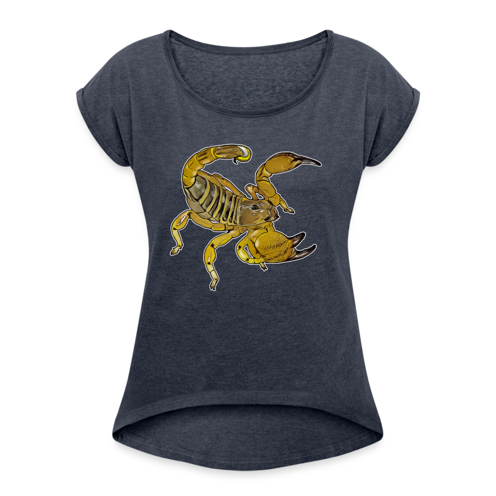 Frauen T-Shirt mit gerollten Ärmeln Scorpio maurus palmatus - Navy meliert